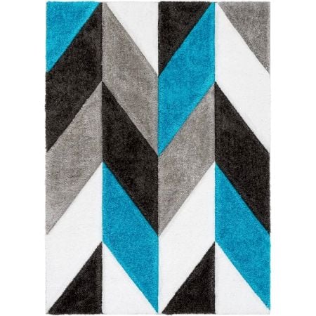Modern blue Geometric Bedroom Rug